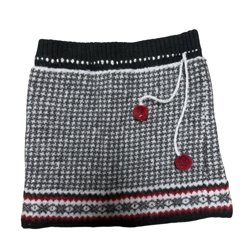 Laundromat Wool Skirt Knit Houndstooth Mini Skirt Pom Pom Fair Isle